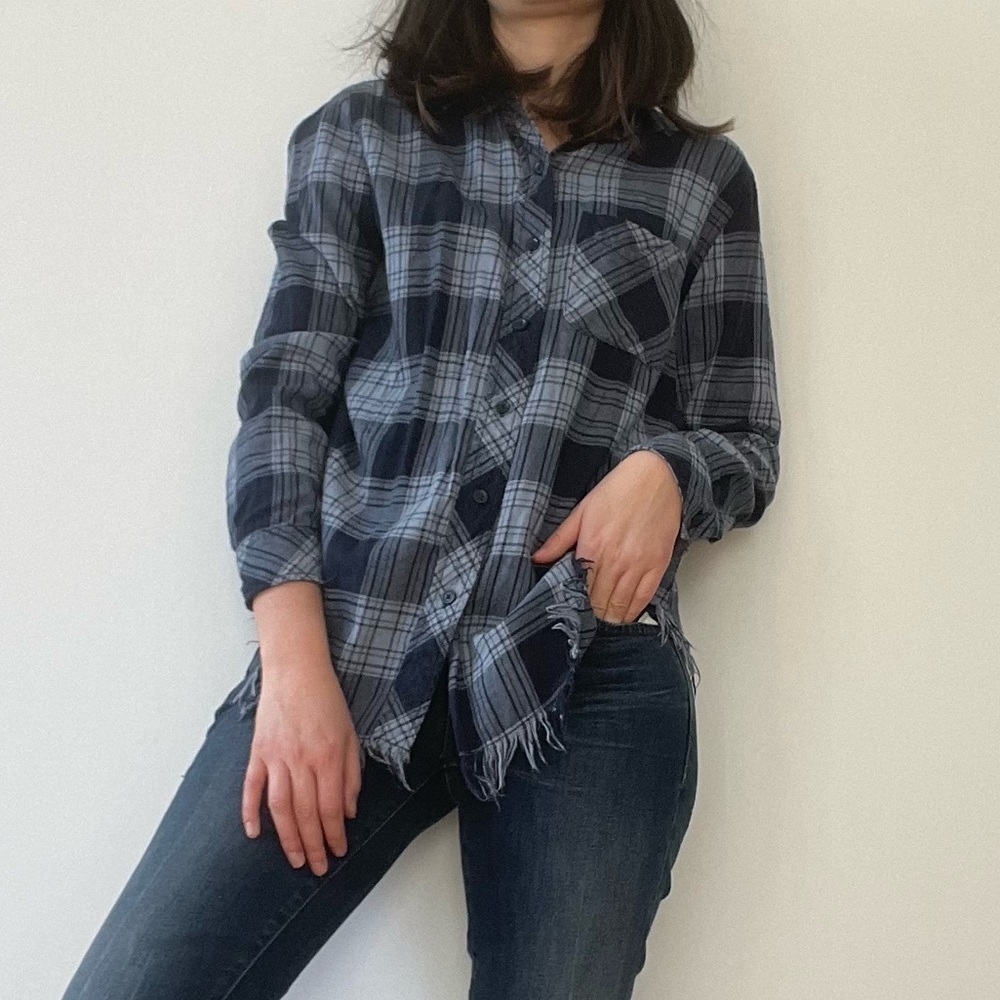 Beach lunch lounge plaid button down shirt - XS